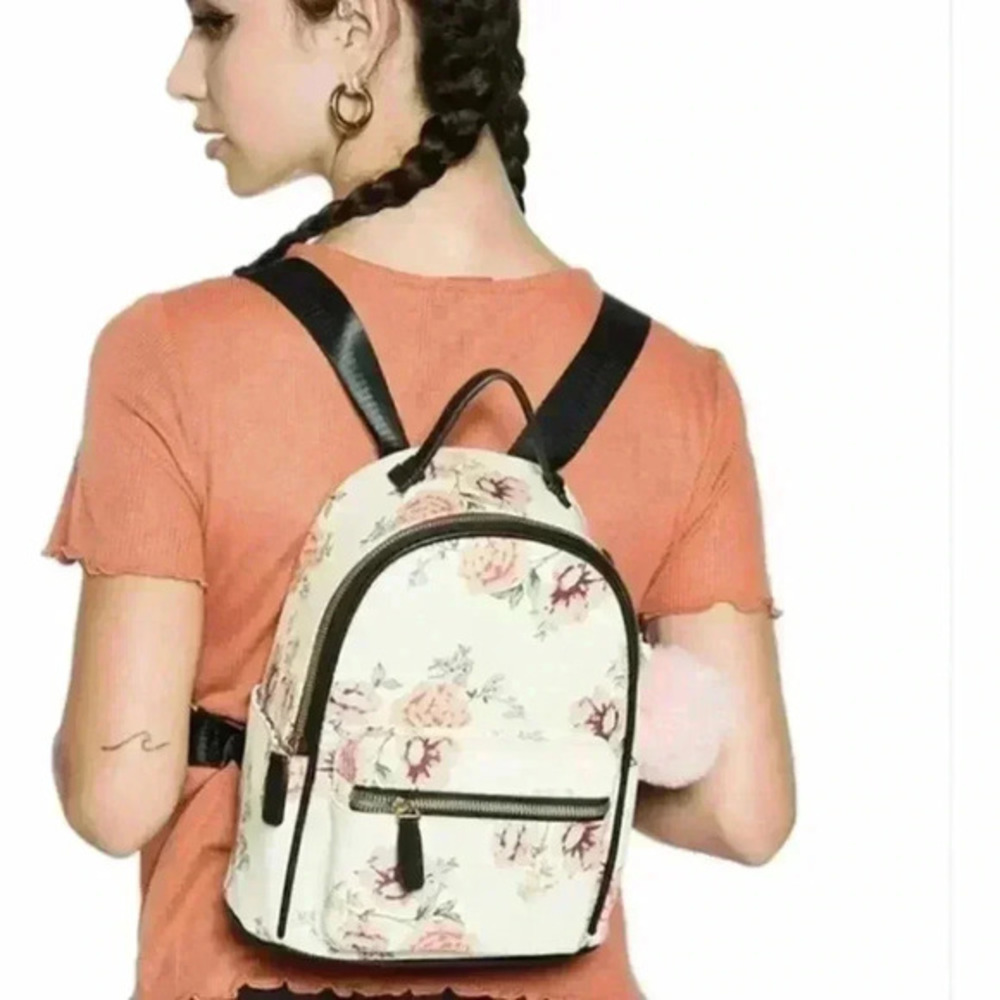Like Dreams Floral Rose Print Backpack Purse Zip top Adjustable Strap Bag